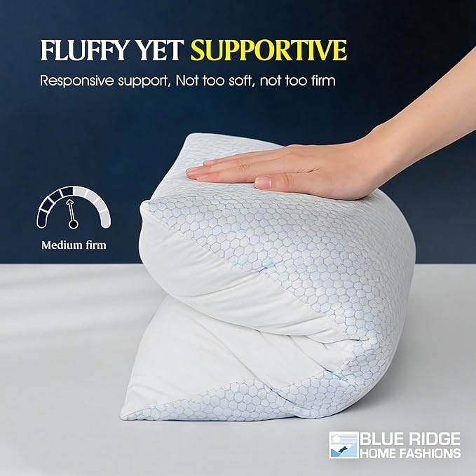 Blue Ridge Home Fashions Cooling Bed Pillows Queen Size Set of 2, Reversible - Image 6