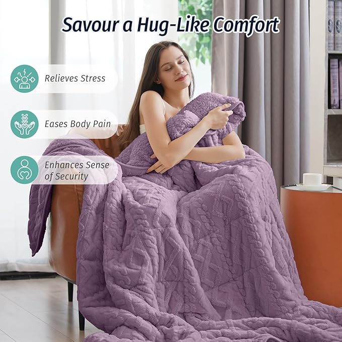 Wemore Weighted Blanket for Adults Twin Size 20 lbs, Dual Sided Soft Fuzzy - Image 4