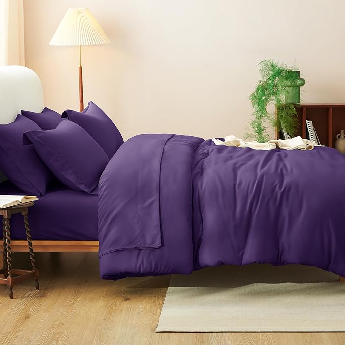 CozyLux King Size Comforter Set Purple, 7 Pieces Bed in a Bag King Comforter Set - Image 9