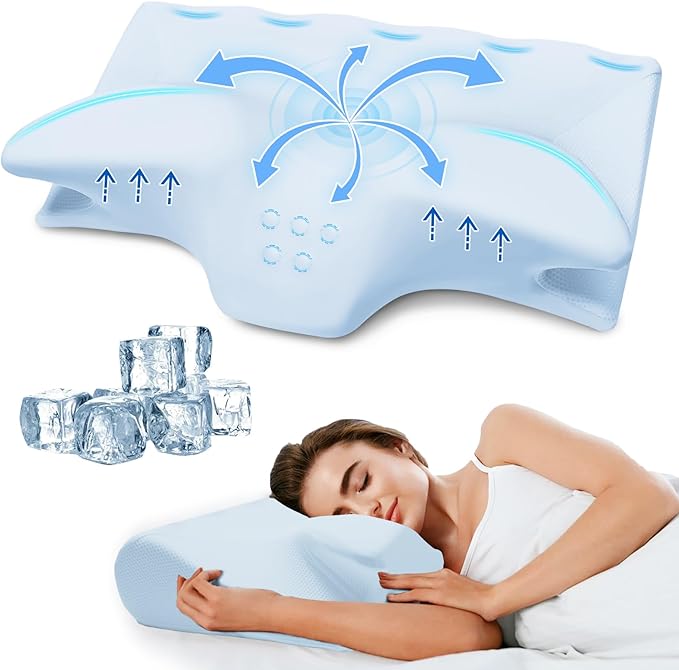 Cervical Pillow for Neck Pain Relief, Cooling Contour Memory Foam Pillows by SUFOR
