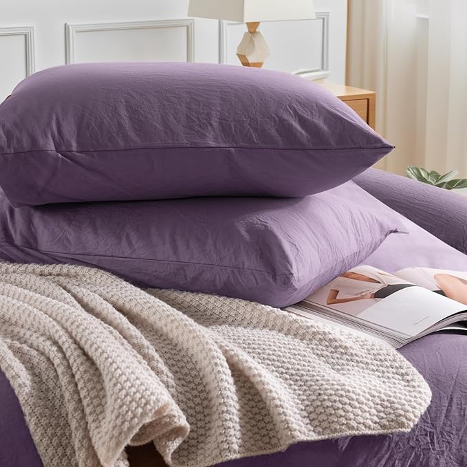 NEXHOME PRO Queen Duvet Cover Set, 100% Washed Cotton - Image 5