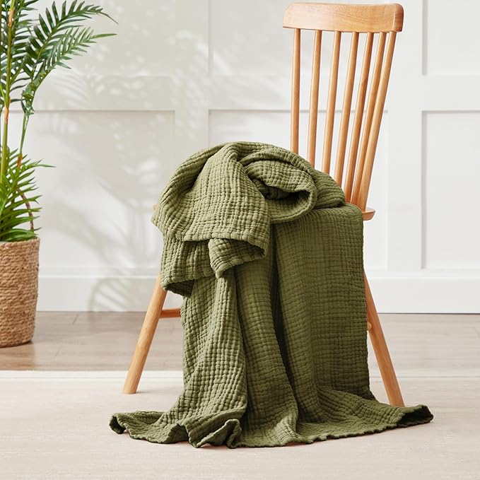 100% Cotton Muslin Blanket Large 50" x 70", Breathable and Lightweight Cotton - Image 6