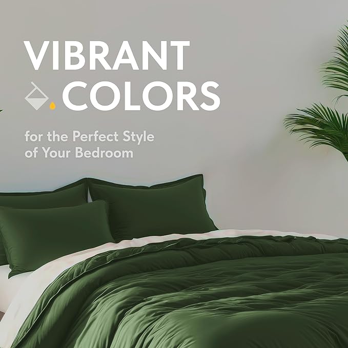 White Classic Dark Green Duvet Cover King Size, Microfiber Duvet Cover - Image 7