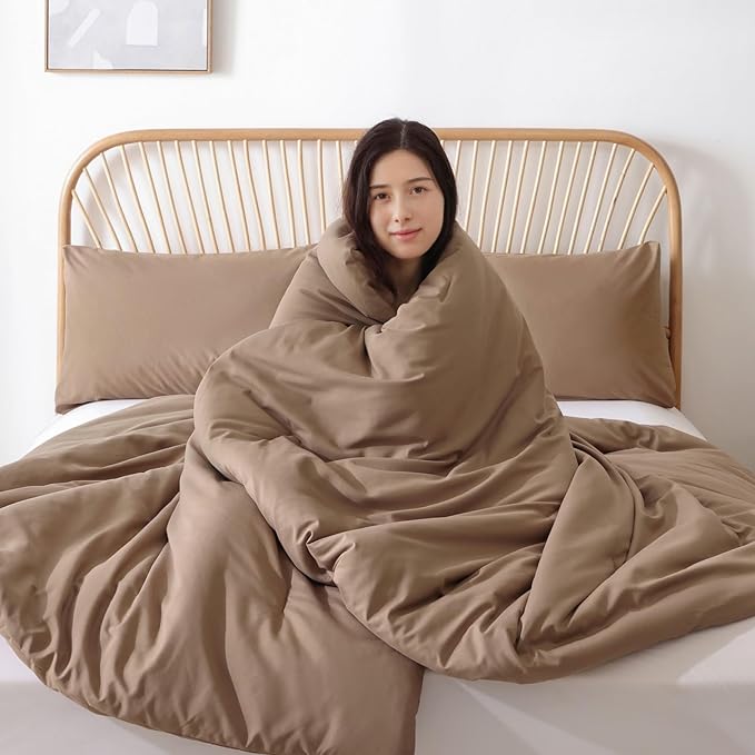 ROSGONIA Queen Comforter Set Dark Khaki Brown - Image 4