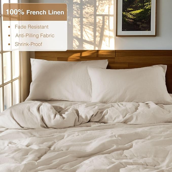 SONORO KATE 100% French Linen Duvet Cover King Size, Soft Breathable - Image 2