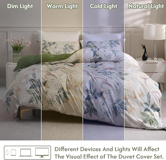 LONAVA King Botaincal 3 Pcs Duvet Cover Set, Breathable Soft Microfiber Forest - Image 5