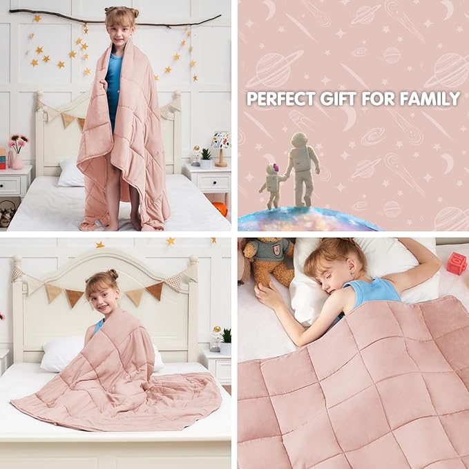 Pink Weighted Blanket Kids 7lbs, Cooling Heavy Throw Blanket - Image 8