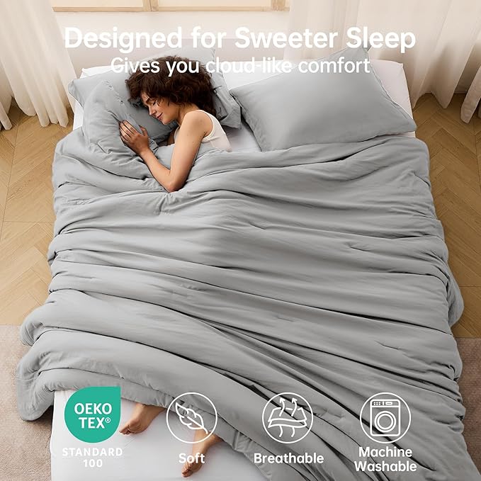 MUXHOMO Full Comforter Sets, All Season Ultra Soft Down Alternative Bedding - Image 2