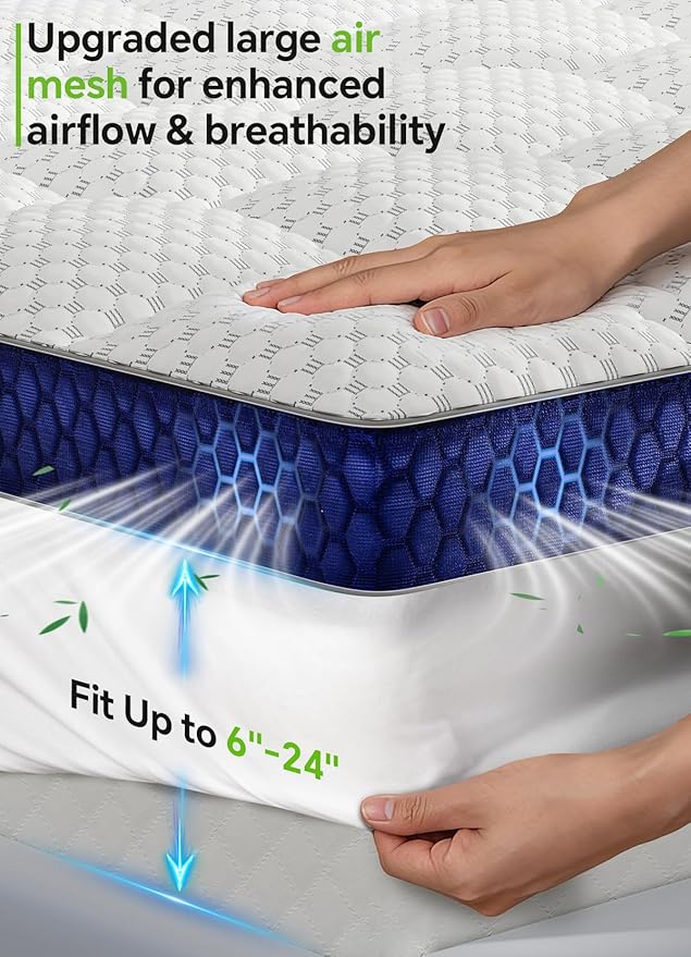 BEDELITE Queen Mattress Topper 3 Inch Thick Mattress Pad, Plush Pillow Top Bed - Image 4