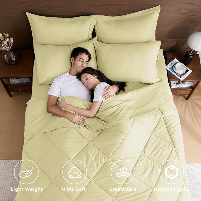 HEVUMYI Cream Yellow Queen Comforter Set - Image 2