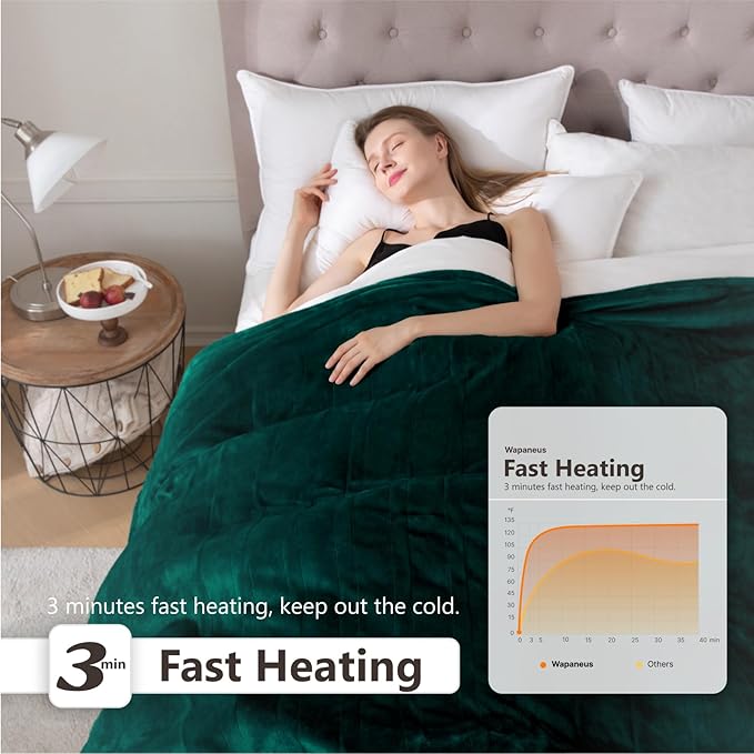 Wapaneus Heated Blanket Electric Blanket 62" x 84" Twin Size - Image 3