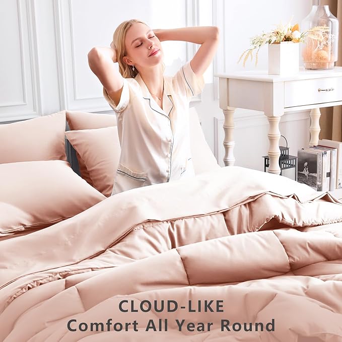 CozyLux Oversized Queen Comforter Sets Blush Pink, 7 Pieces Bed in a Bag - Image 4