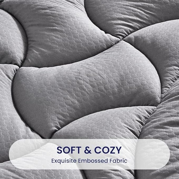 SLEEP ZONE Waterproof King Mattress Pad, Soft Mattress Topper, Fitted Mattress - Image 3