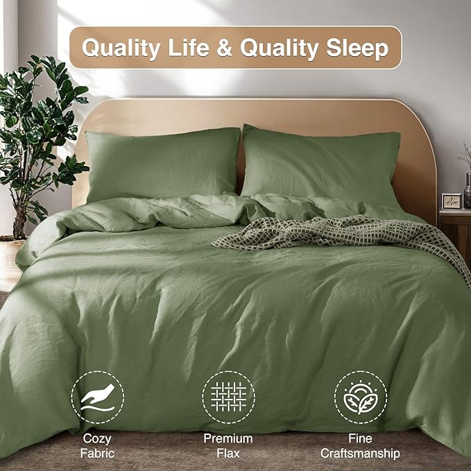 SONORO KATE 100% French Linen Duvet Cover Queen Size, Soft Breathable - Image 7