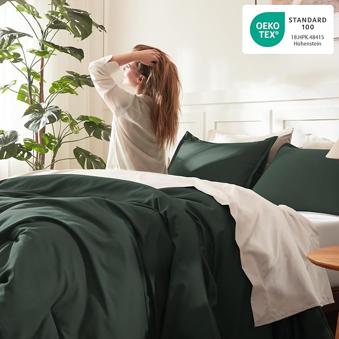 Litanika Forest Green Comforter King Size, 3 Pieces Lightweight Solid Bedding - Image 4