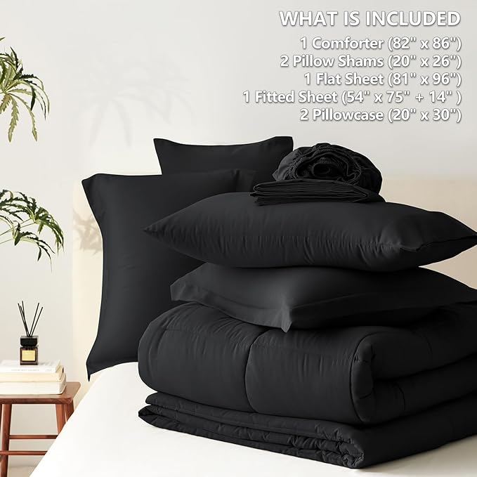 CozyLux Full Size Comforter Sets Black - Image 5
