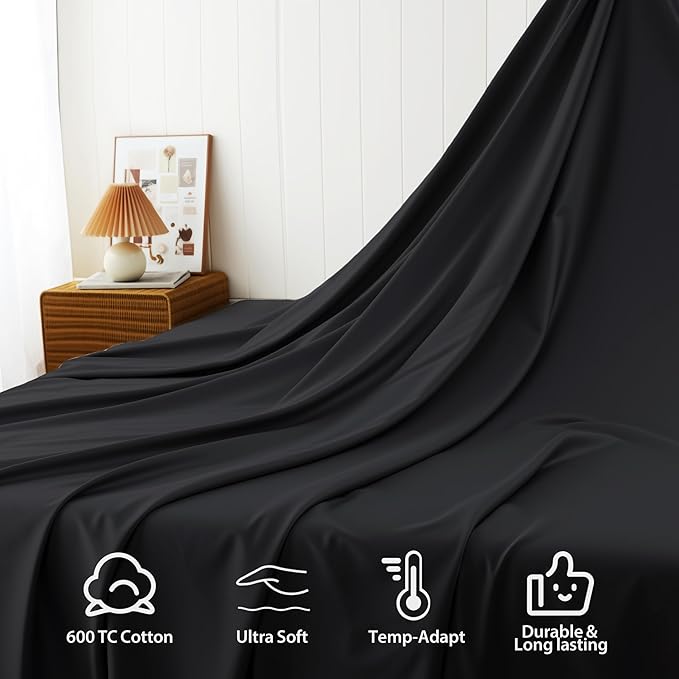 Cotton Flat Sheets Only, 600 TC 100% Cotton Flat Sheet Top Sheet Only, Full - Image 4