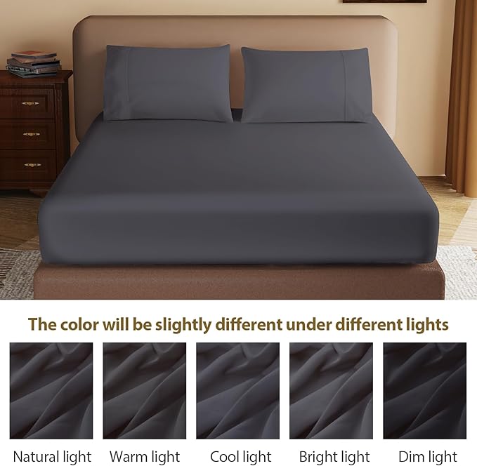 100% Egyptian Cotton Fitted Sheet Twin XL/Split King Size, 600 Thread Count - Image 8