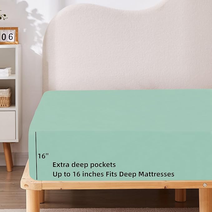 HBHLFZ Queen Fitted Sheet Only, Soft Breathable Bottom Sheet - Image 3
