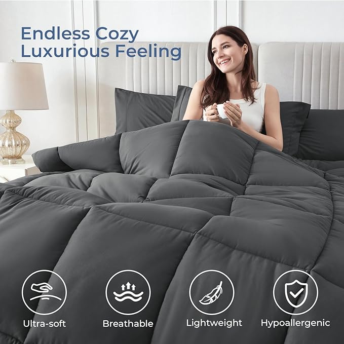 Sasttie Oversized Queen Comforter Set, 7 Pieces Extra Large Bed in a Bag - Image 2
