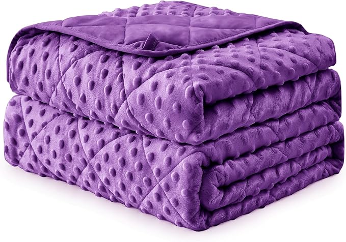 Purple Weighted Blanket Kids 7lbs, Breathable Cooling Minky Heavy Throw Blanket - Image 9