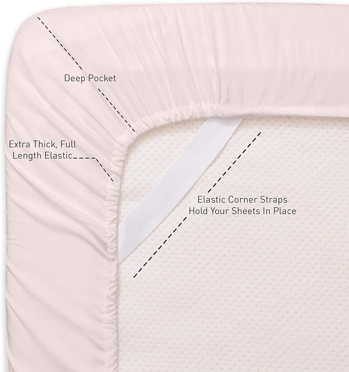 Twin Fitted Sheet Only with Full Elastic & Built in Corner Sheet Straps to - Image 2