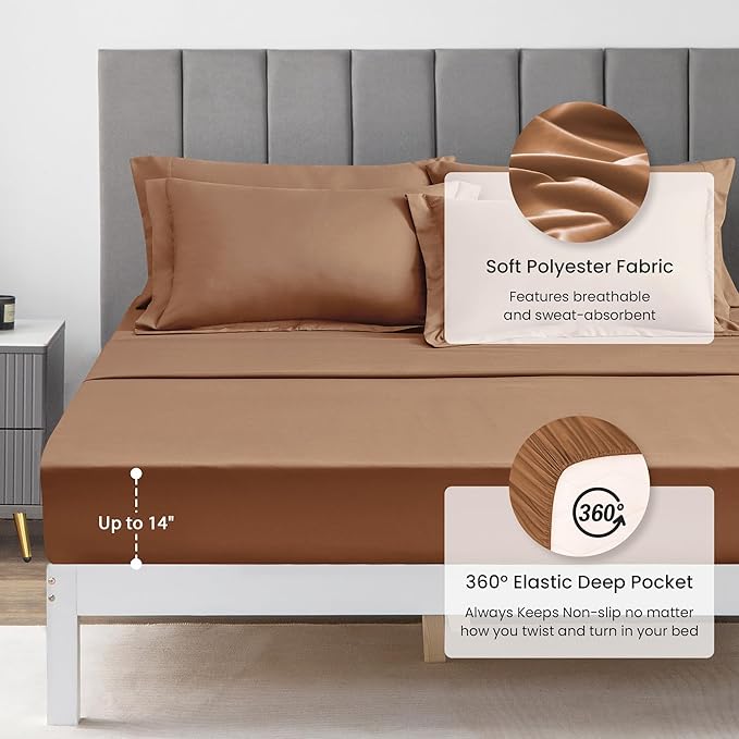 Love's cabin Twin Comforter Set Mocha Mousse, 5 Pieces Twin Bed in a Bag - Image 6