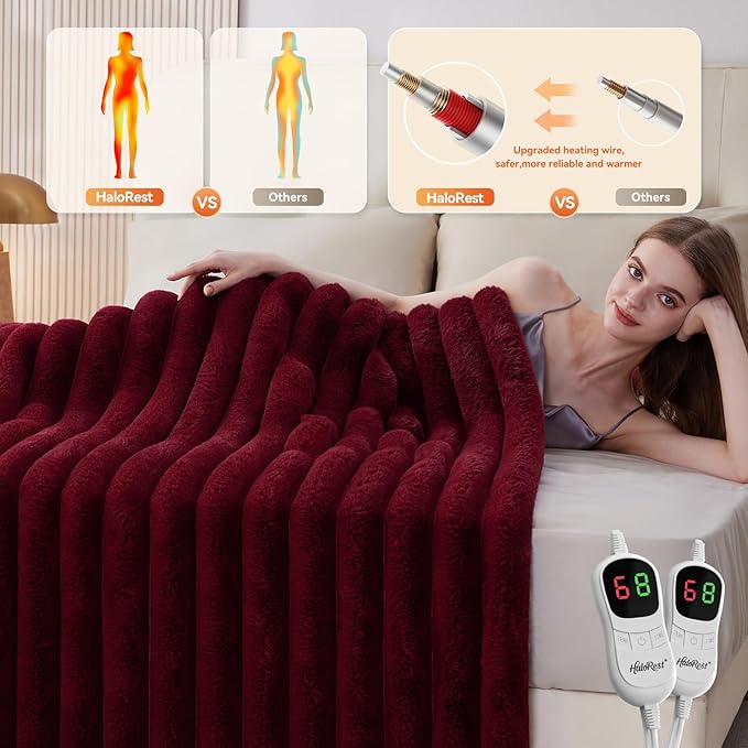 Heated Throw Blanket, Faux Fur Cozy Heating Blanket - Image 2