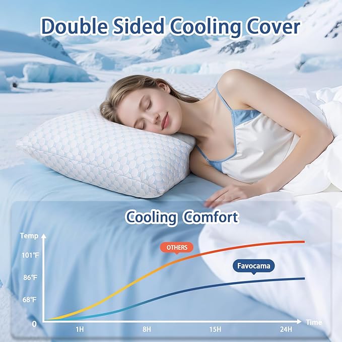 Favocama Cooling Pillow for Sleeping, Shredded Memory Foam Pillows King Size - Image 2