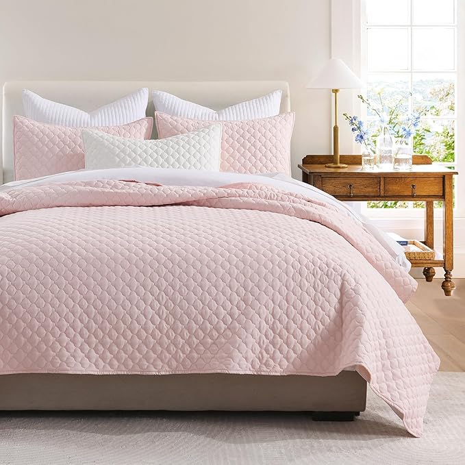 HORIMOTE HOME Quilt Queen Size Light Pink, Lightweight Quilts by HORIMOTEHOME