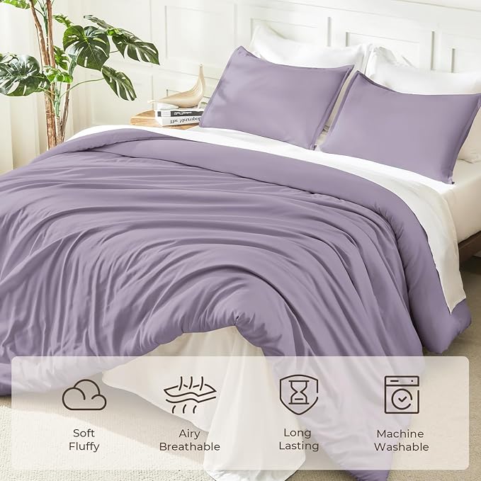Litanika Grayish Purple Comforter Set California King Size, 3 Pieces Cal King - Image 3