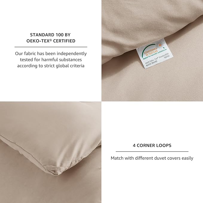CozyLux King Size Comforter Set Wheat, 3 Pieces Solid Comforters King Size - Image 4