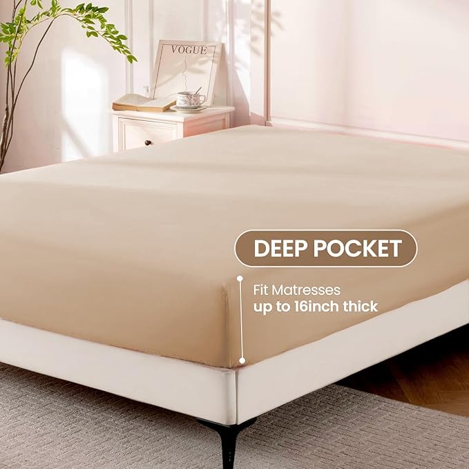ROSE&RISY Khaki Twin Sheet Set, 3 Pieces Soft Bedding Twin Sheet Set, - Image 4