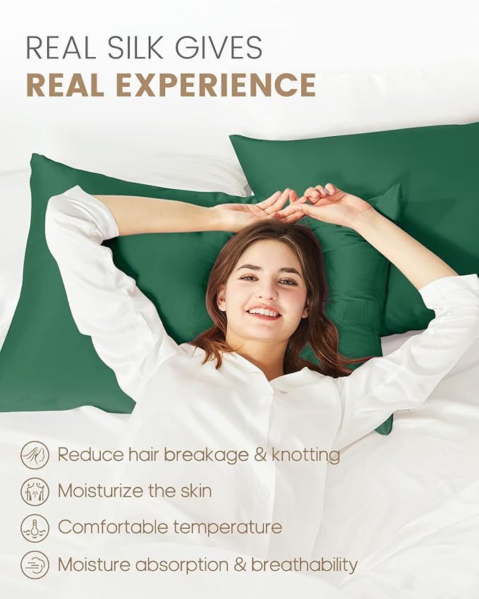 THXSILK Set of 2 100% Mulberry Silk Pillowcase - Image 3
