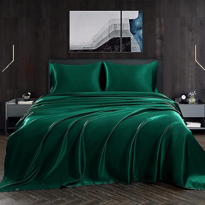 Homiest Blackish Green Satin Luxury Soft Top & Bed Sheet - Image 4