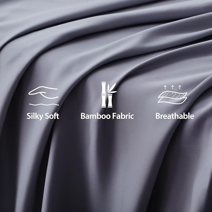 Bamboo Viscose Flat Sheets Only, 400 Thread Count Sateen Weave Cal King Size - Image 3