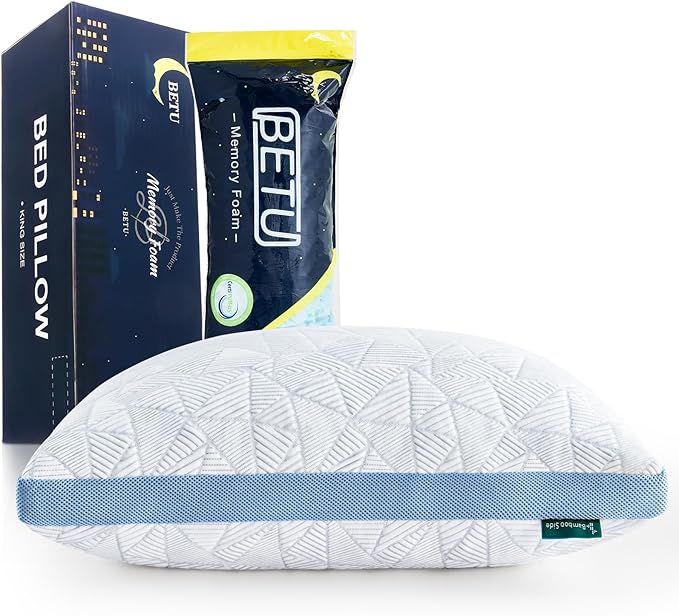 BETU Cooling Pillow Queen Size, Shredded Memory Foam Cool Pillow by BETU