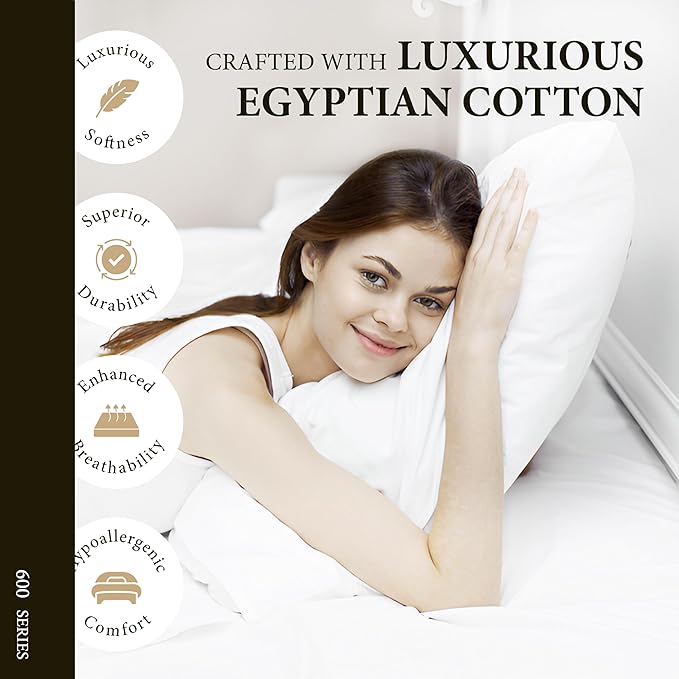 100% Egyptian Cotton Queen/Standard Pillow Cases Set of 2 - Image 2