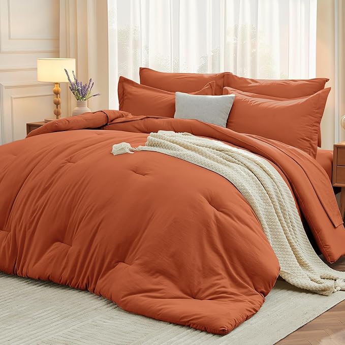 MUXHOMO 7 Pieces California King Comforter Set, Soft Bed in a Bag Cal King Size by MUXHOMO