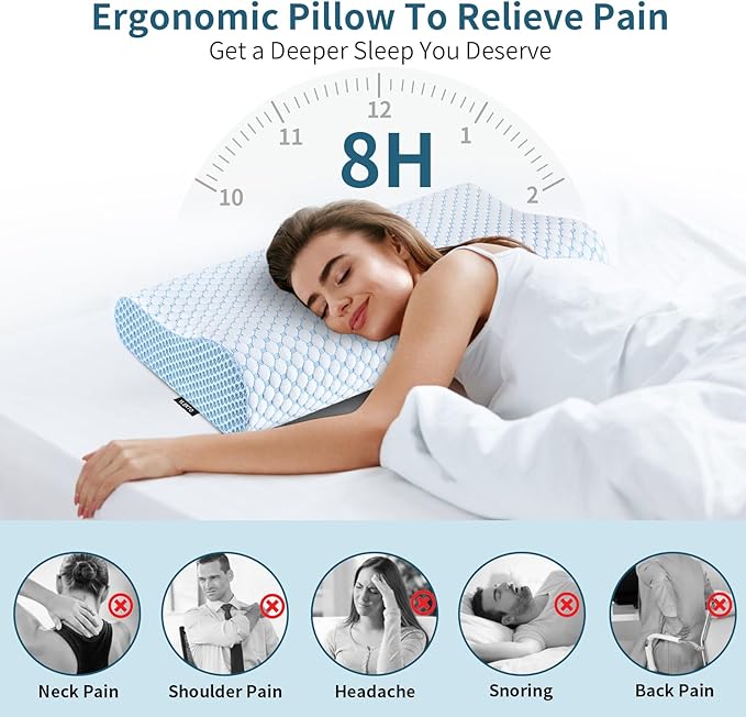 Cervical Pillow for Neck Pain Relief, Contour Memory Foam Pillows for Sleeping - Image 2
