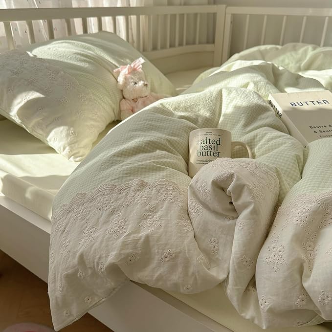 MKXI Mint Green Gingham Duvet Cover Set Full - Image 2
