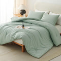 CozyLux Oversized King Comforter Set Sage Green, 3 Pieces 120x98 Solid by CozyLux