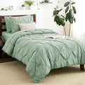 CozyLux Twin XL Comforter Set Sage Green, 5 Pieces Twin Extra Long Pintuck Bed by CozyLux