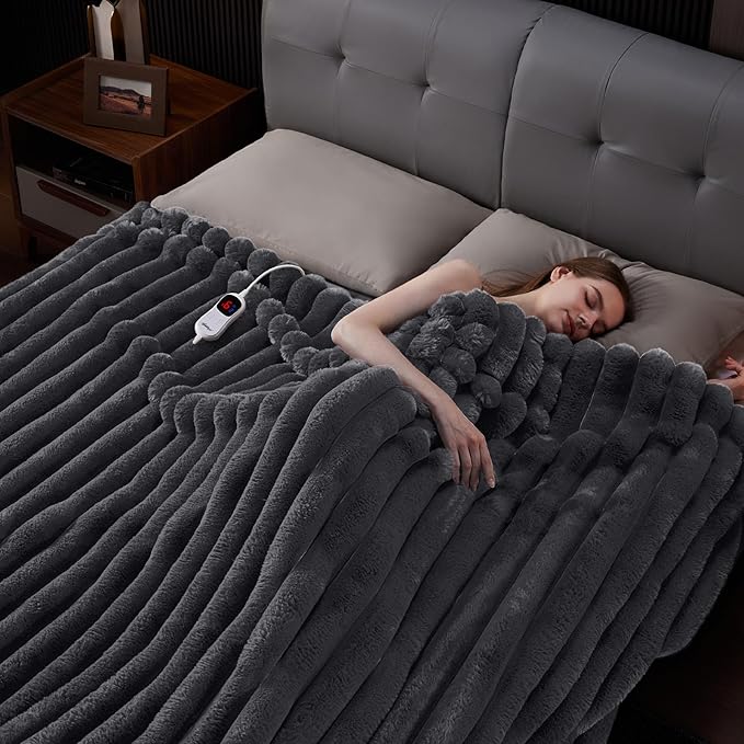 Heated Blanket Full Size, Faux Fur Cozy Heating Blanket - Image 6