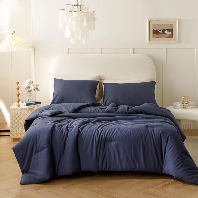ROSGONIA Comforter Full Size for Boys Teen Girls Navy Blue, Lightweight Dorm - Image 2