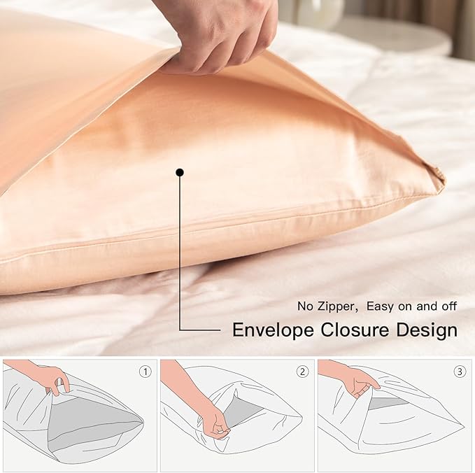 100% Cotton Standard Pillowcases Set of 2, Deep Dream 600 Thread Count Pillow - Image 3