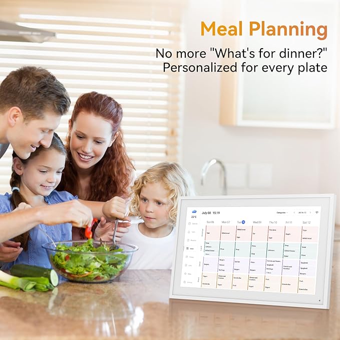 15.6'' Digital Calendar Chore Chart, Wall Touchscreen Smart Electronic Calendar for Interactive Family Schedules, Meal Planner, to Do List, Achievement Rewards Two-Way Sync w/Stand Wall Mount-DeskoryOffice