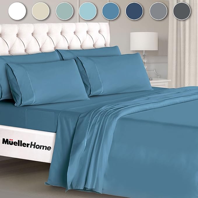 Mueller Ultratemp King Size Sheets Set, Super Soft 1800, 6 Piece, Deep Pocket by Mueller