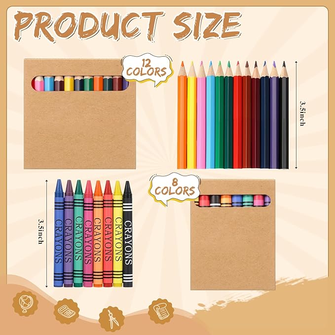 10 Sets Bulk Back to School Supplies, Colored Pencils Pre-Sharpened and Crayons Holiday Bundle in Box Mini Pencils Crayons Bulk Classroom Teacher Supplies, Cute Back to School Gifts-DeskoryOffice