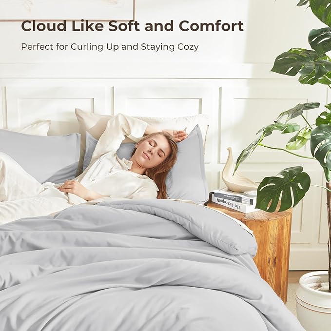 Litanika Light Grey Twin/Twin XL Comforter Set, 2 Pieces Lightweight Solid - Image 2